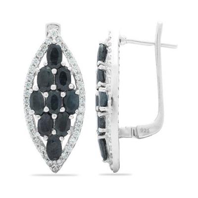 BUY 925 SILVER NATURAL BLACK SAPPHIRE GEMSTONE CLUSTER EARRINGS – JEWELPIN EXPORTER
